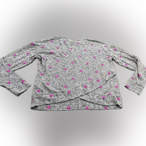 GAP | girls long sleeved shirt sweater gray marled with pink heart print - Picture 2 of 10